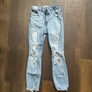 Abercrombie & Fitch Light Blue Distressed Jeans